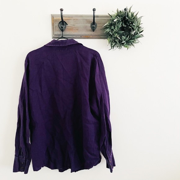 Flax Purple Linen Button Down Tunic Top M - Picture 5 of 5